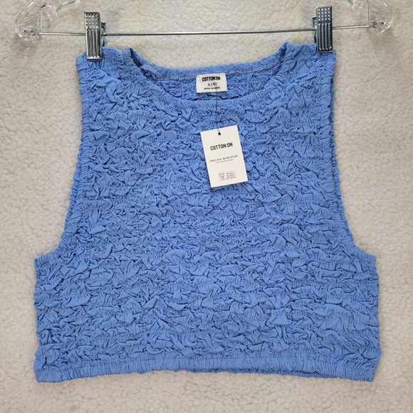 Cotton On Tops - NWT Cotton On Blue Stretch Scrunchie Y2K Style Sleeveless Sexy Crop Top